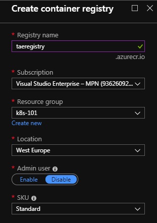 Create container registry details