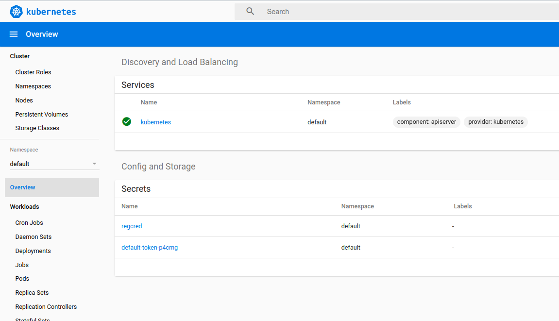 Kubernetes dashboard